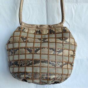 **Rare HTF** Sharif Tan/Brown Snakeskin & Leather Shoulder/Hobo Bag NWOT